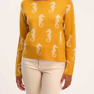 Seahorse Print Mustard Yellow Sweater S Workshop Republic Clothing